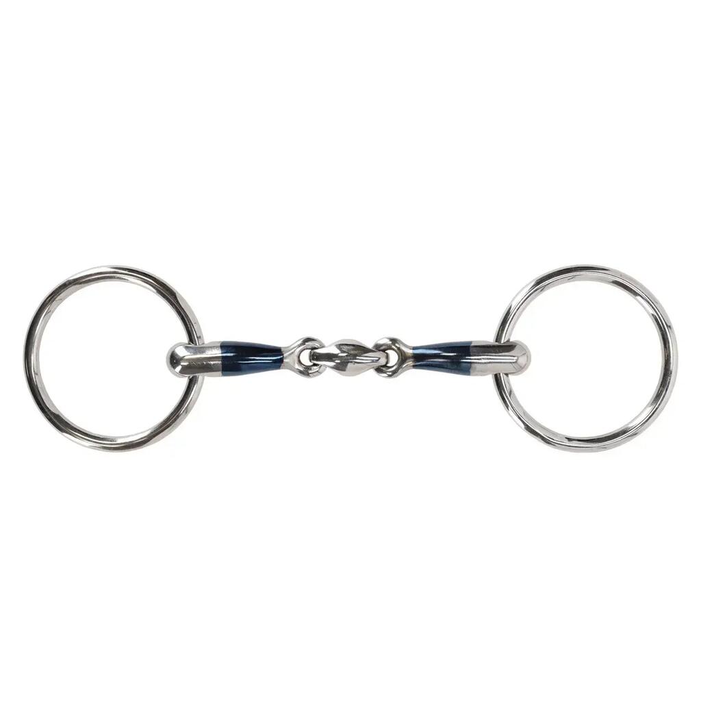 Anatomical double-jointed snaffle bit with two rings for horse QHP