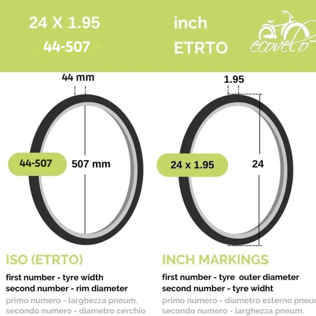 Neumático 24x1.95 (44-507)+cámara, neumático 24 x 1.95 negro goma mtbEV 2/5