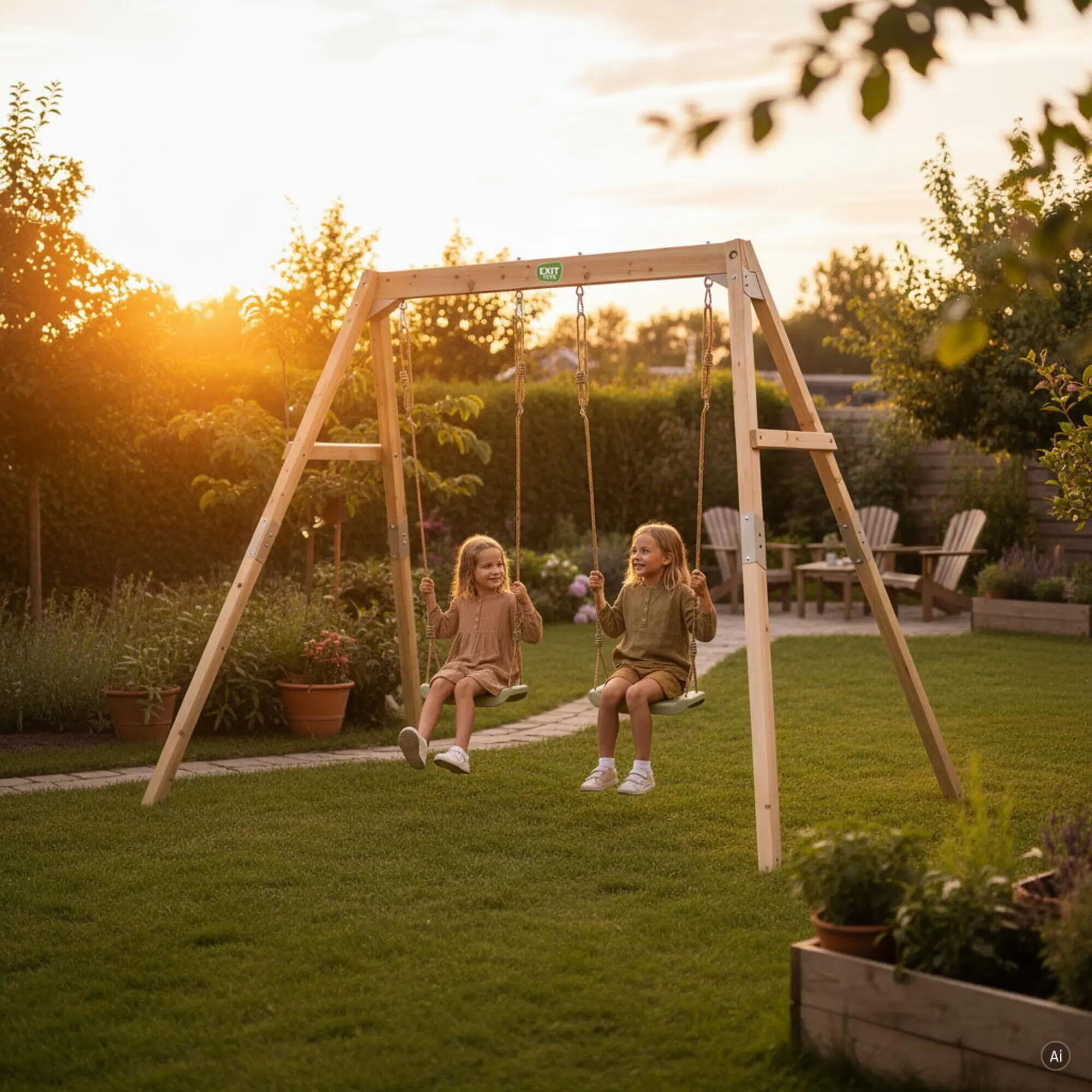 Balançoire double en bois Silvi 3/7