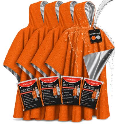 Poncho de Survie (Lot de 4) Couverture Thermique en Mylar, Imperméable