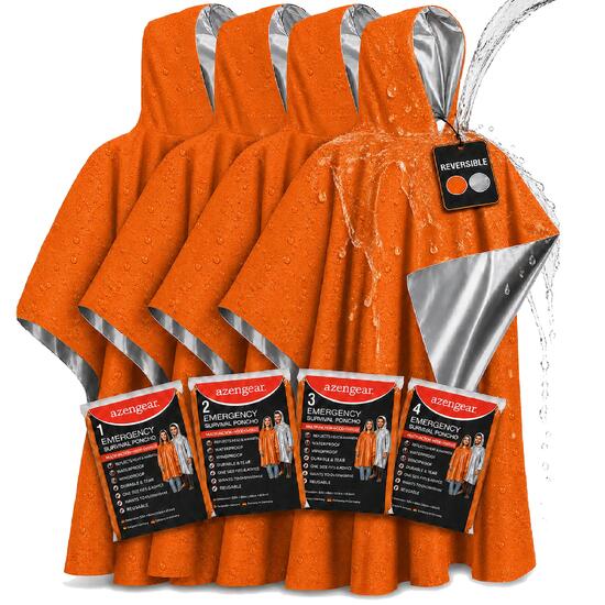 Poncho de Survie (Lot de 4) Couverture Thermique en Mylar, Imperméable