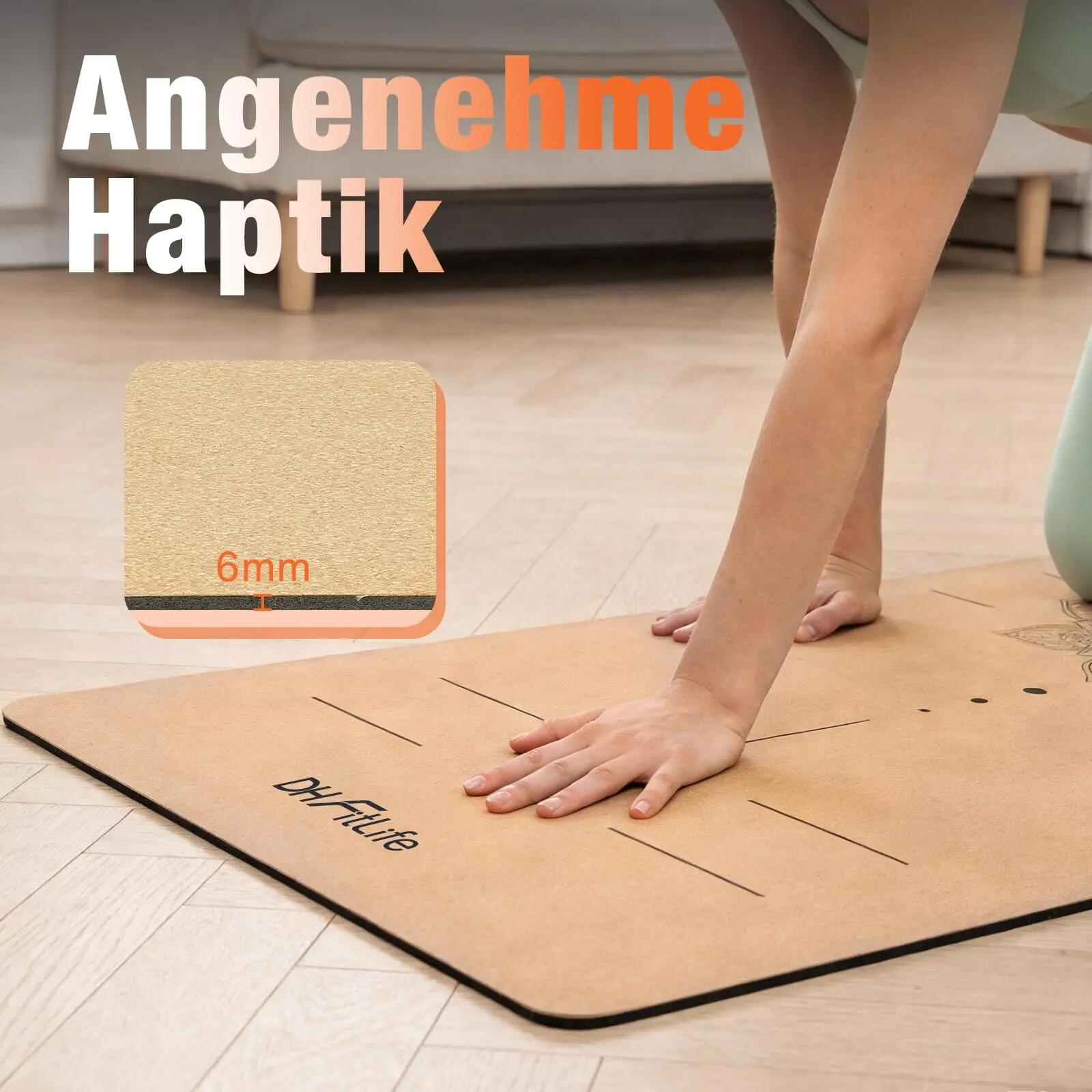 Tapis Yoga Liège Antidérapant Caoutchouc 183x61x0,6 cm - Équilibre d'alignement 4/7