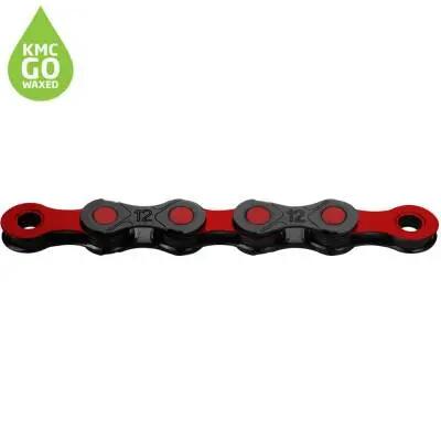 KMC DLC12 Gevosste ketting 12S Zwart Rood