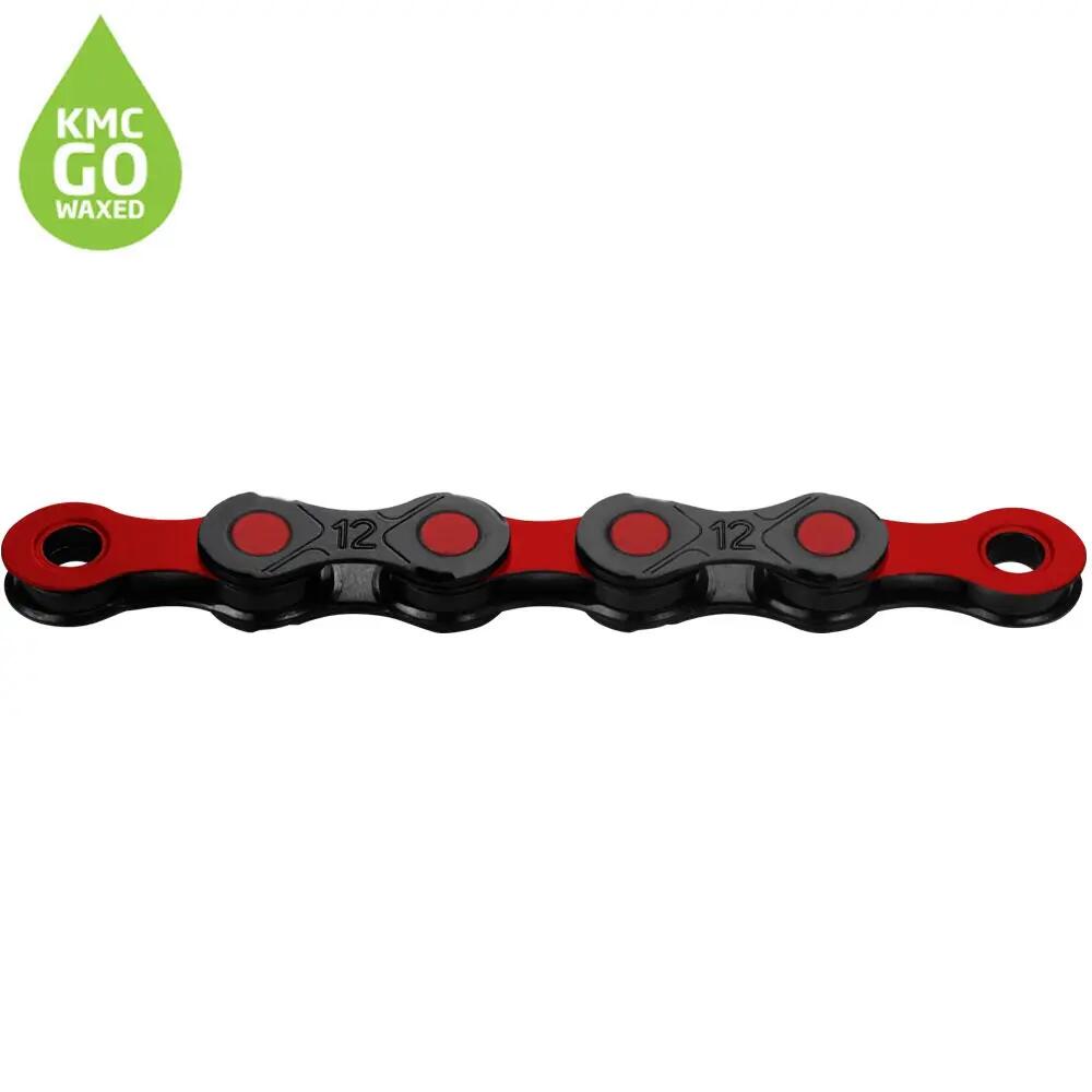 Chaîne KMC DLC12 Waxed 12V Noir Rouge 2/7