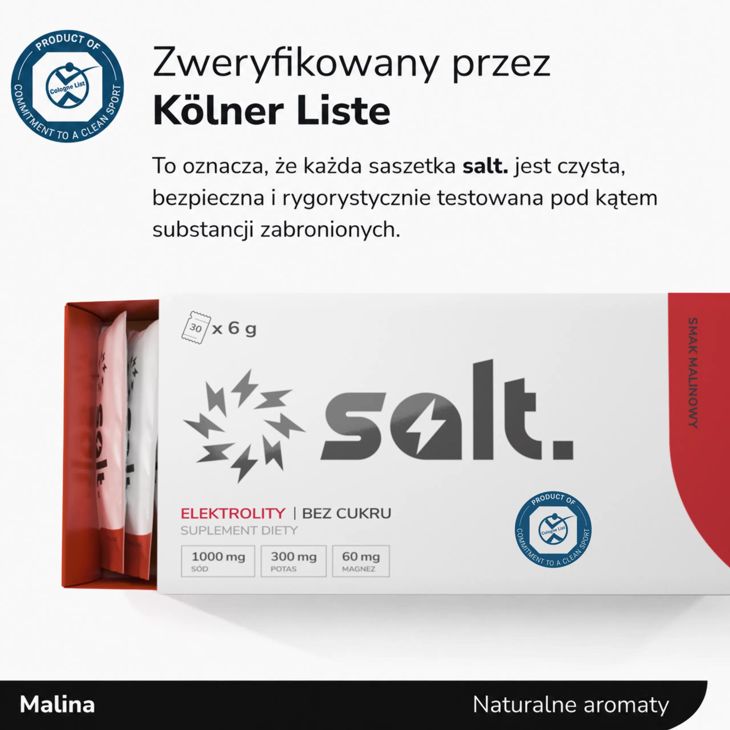 Elektrolity Bez Cukru salt. Malinowe Magnez Potas Sód Keto 30 Saszetek 5/7