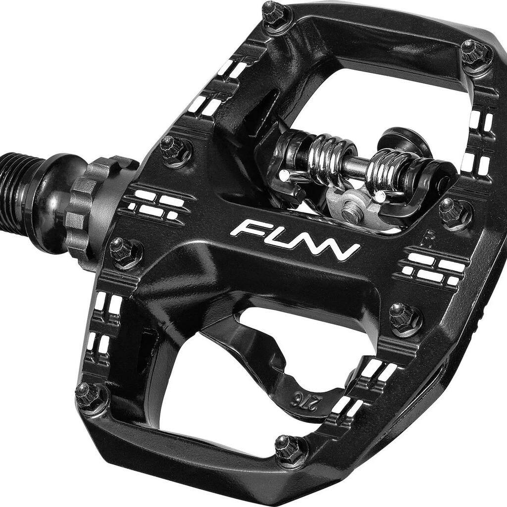 Pair of Funn Clast Clip-In Single Side SPD Semi-Automatic Pedals with Cages Blac