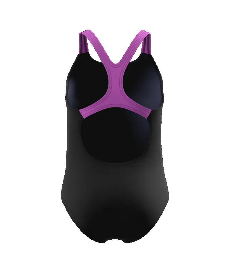 Speedo Girls Medley Logo Medalist Swimsuit - Black/Purple 5/5
