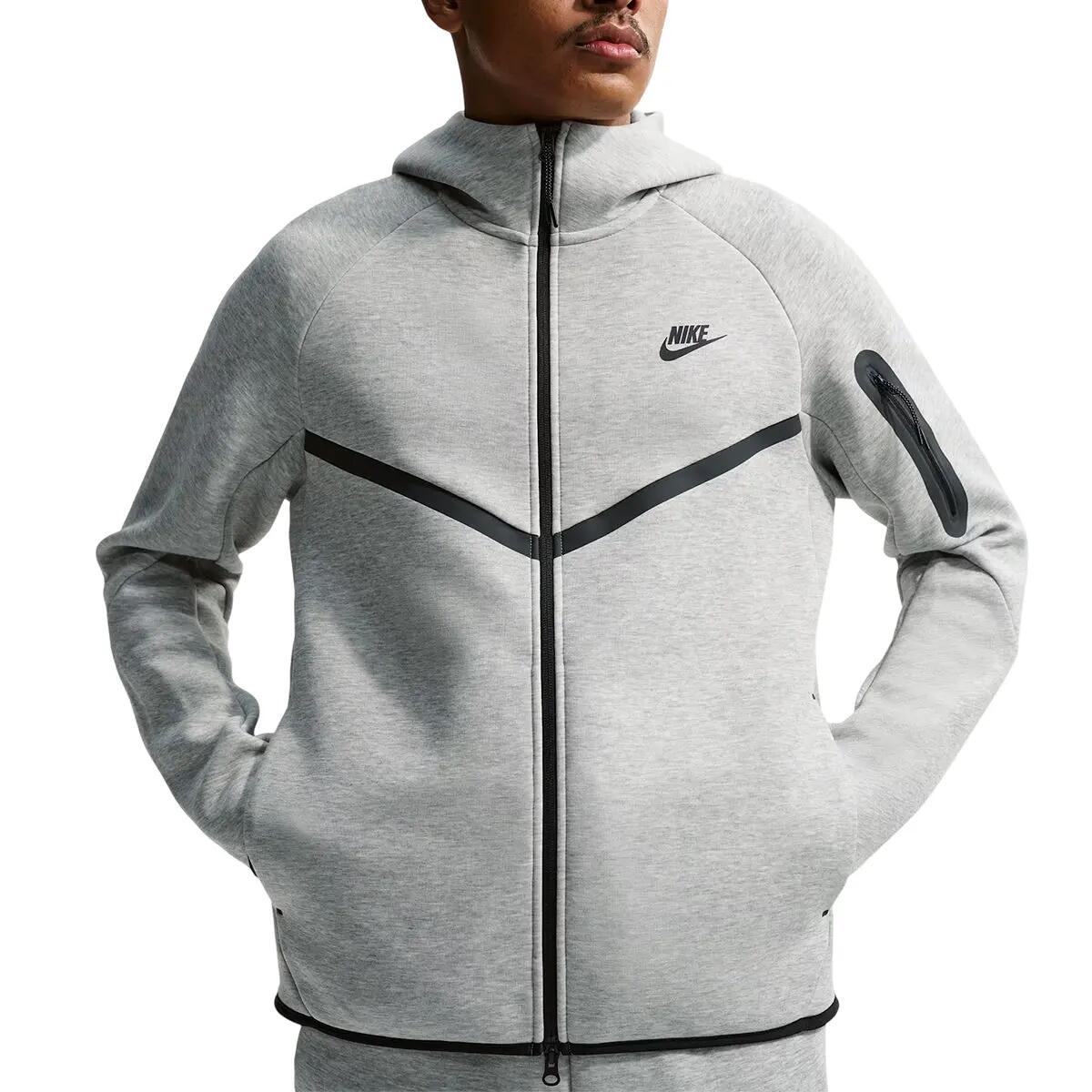 Felpa con cappuccio full zip uomo ( fleece) nike grigio 2/7