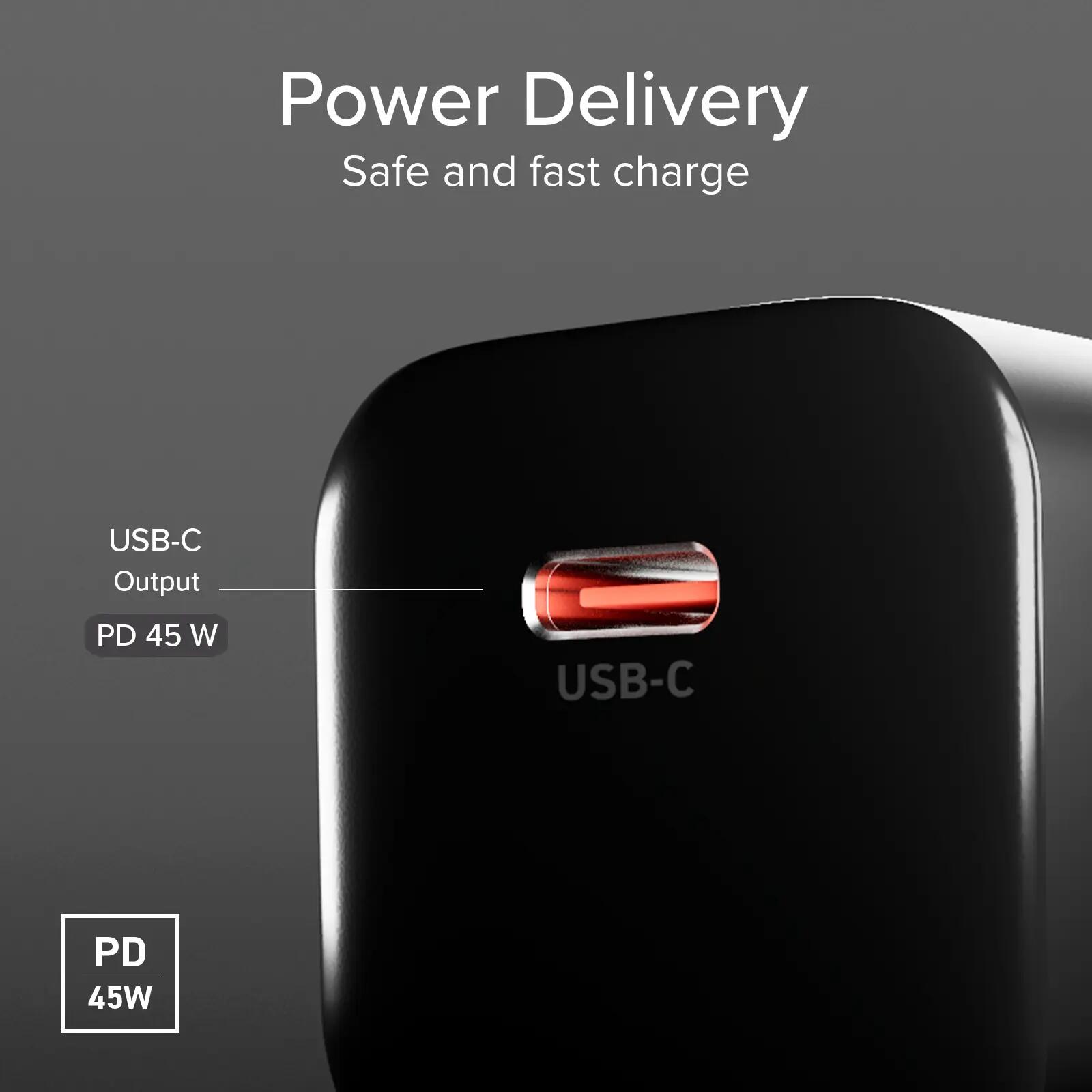 Chargeur mural USB-C ultra-compact 45 W avec Power Delivery 3.0 et PPS 5/7