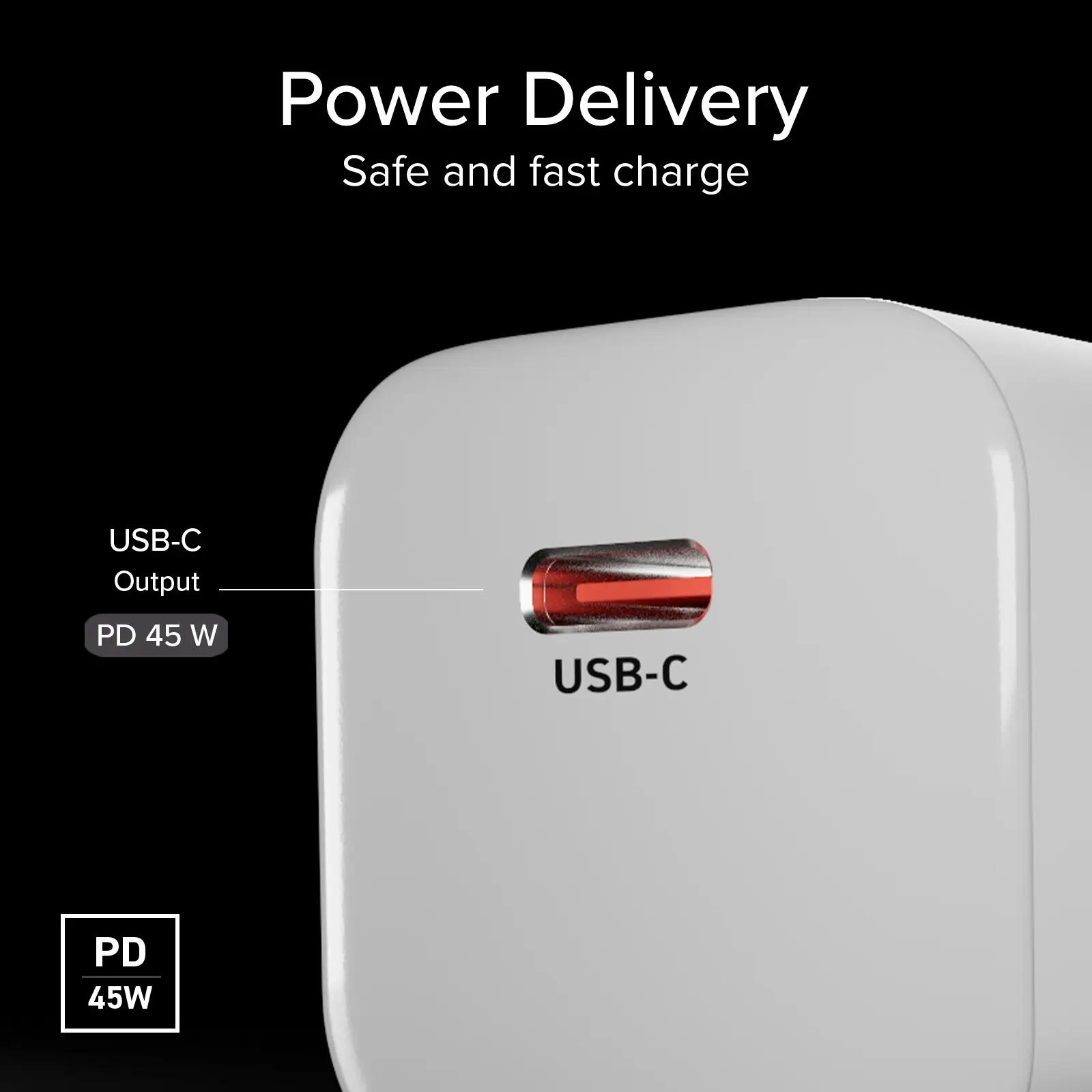 Chargeur mural USB-C ultra-compact 45 W avec Power Delivery 3.0 et PPS 5/7