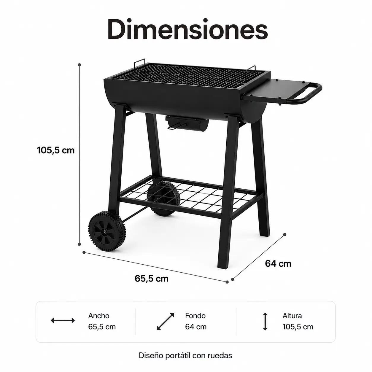 Barbecue portable au charbon grande grille avec roues 6/7