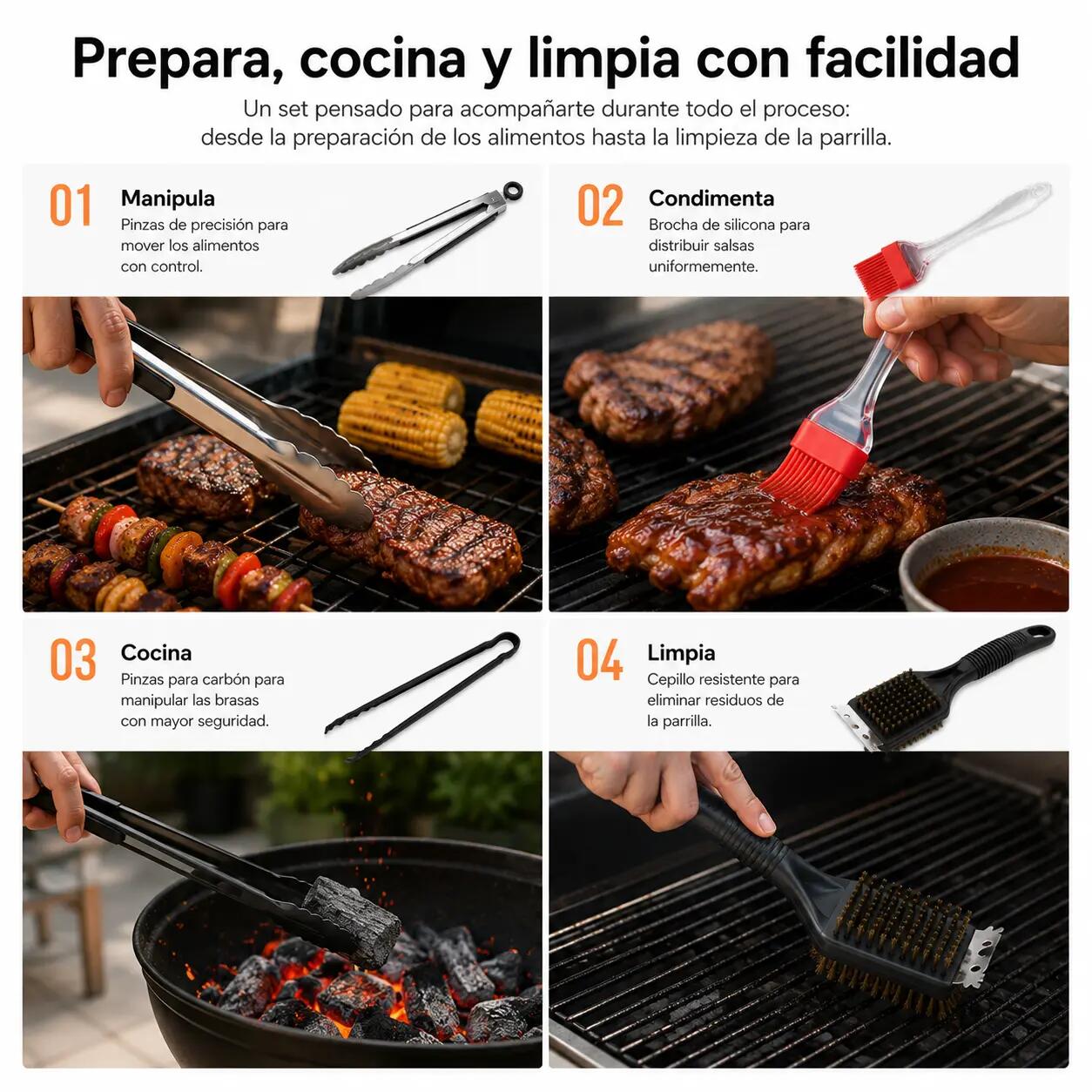 BBQ-Utensilien-Set 5-teilig aus Edelstahl 6/7