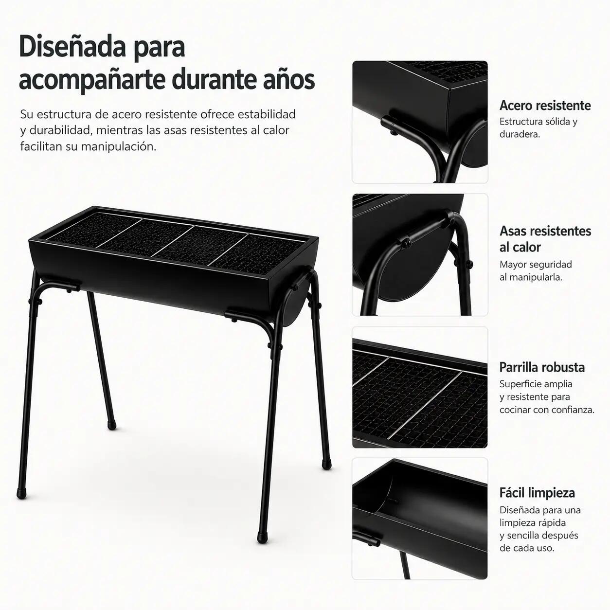 Barbecue portable au charbon extérieur avec grande grille 5/7
