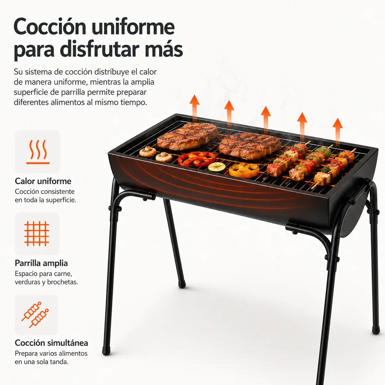 Barbecue portable au charbon extérieur avec grande grille 4/7