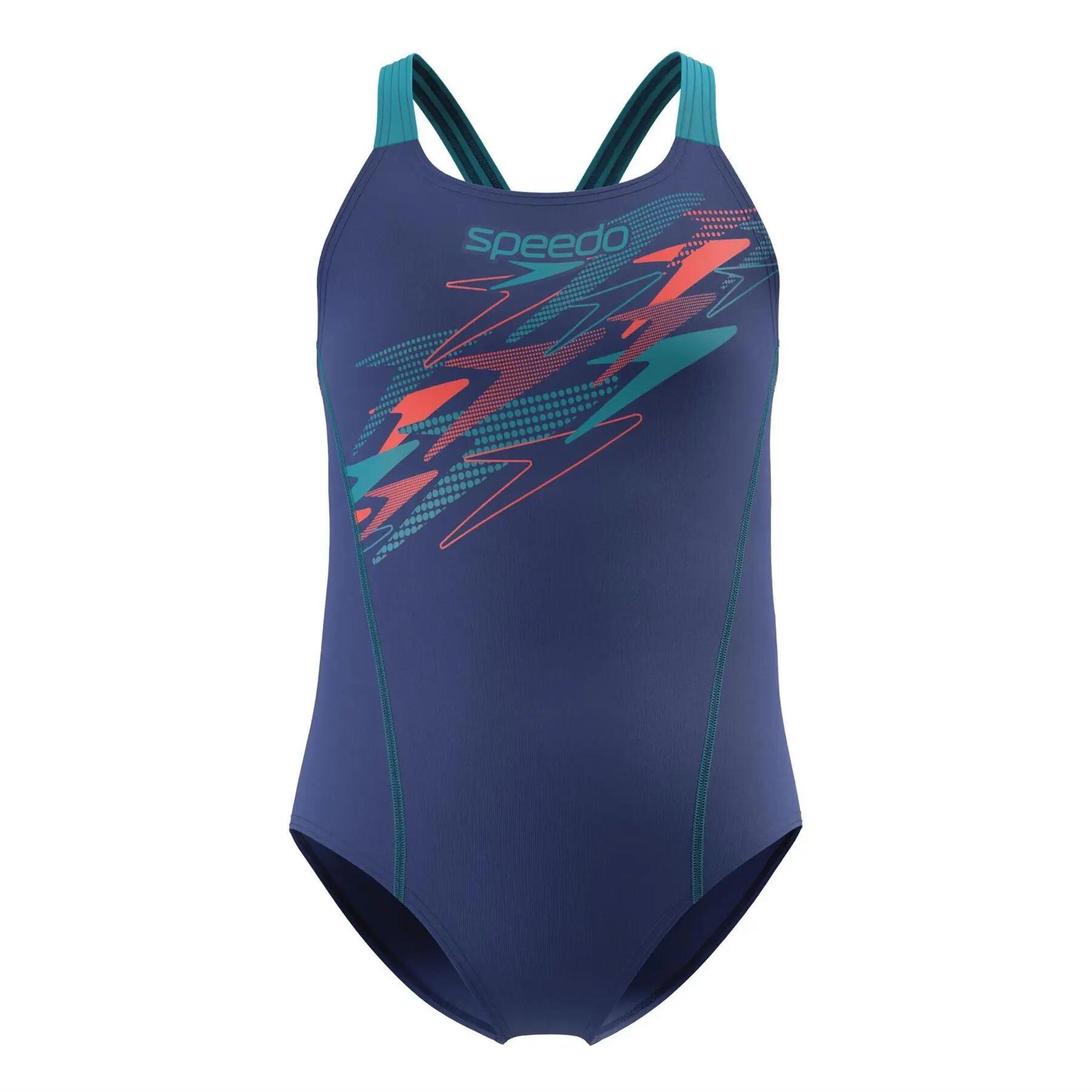 Speedo Girls Medley Logo One Piece Swimsuit