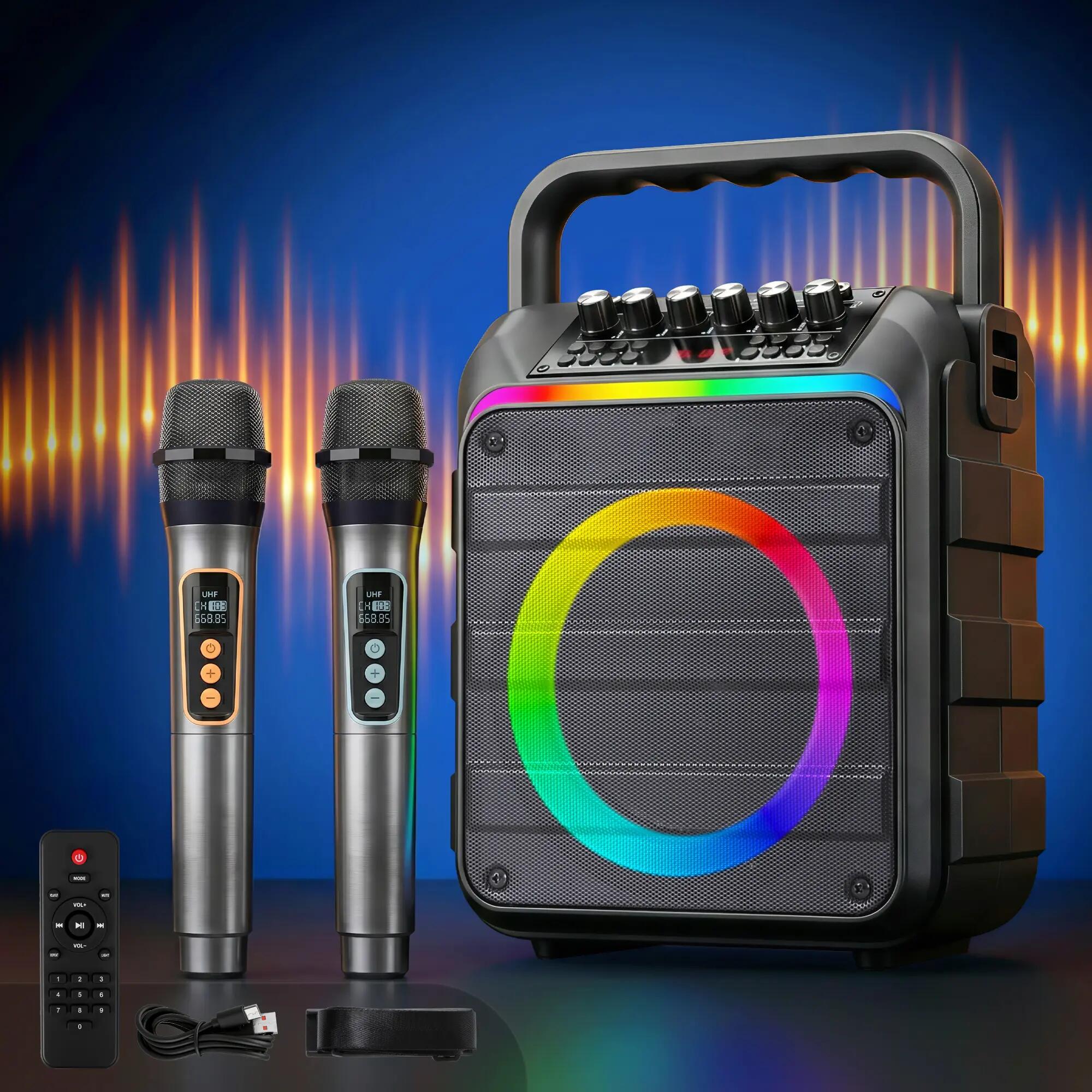 Alpha Portable Karaoke Machine with 2 Wireless Microphones Bluetooth 5.3