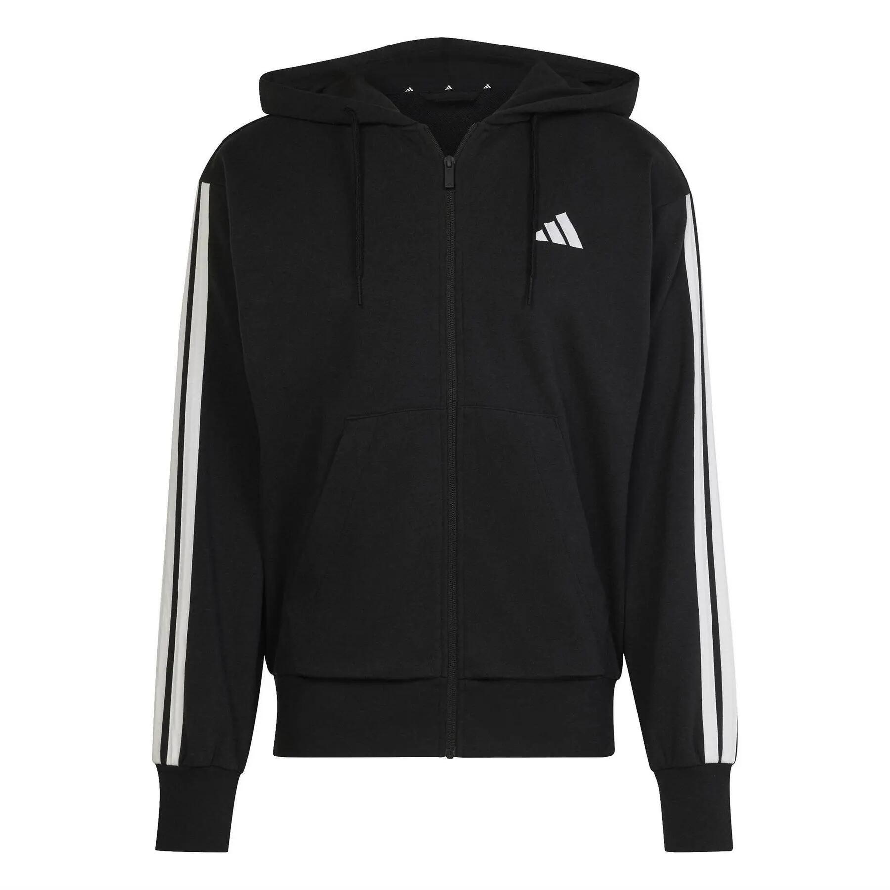 Adidas Mens 3 Stripes Full Zip Hoodie