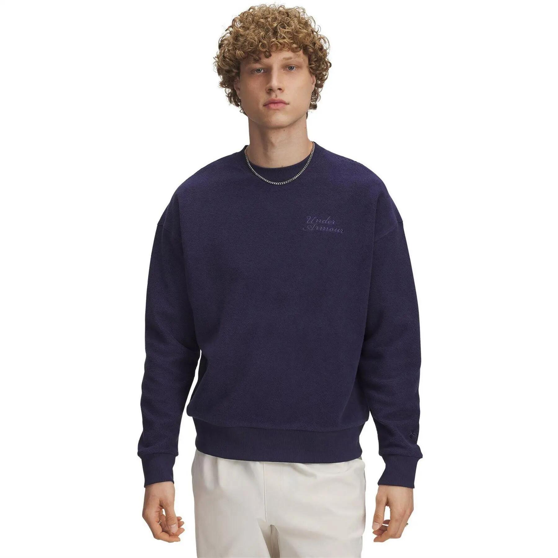 Under Armour Mens Lettering Terrycloth Drop Shoulder Sweatshirt