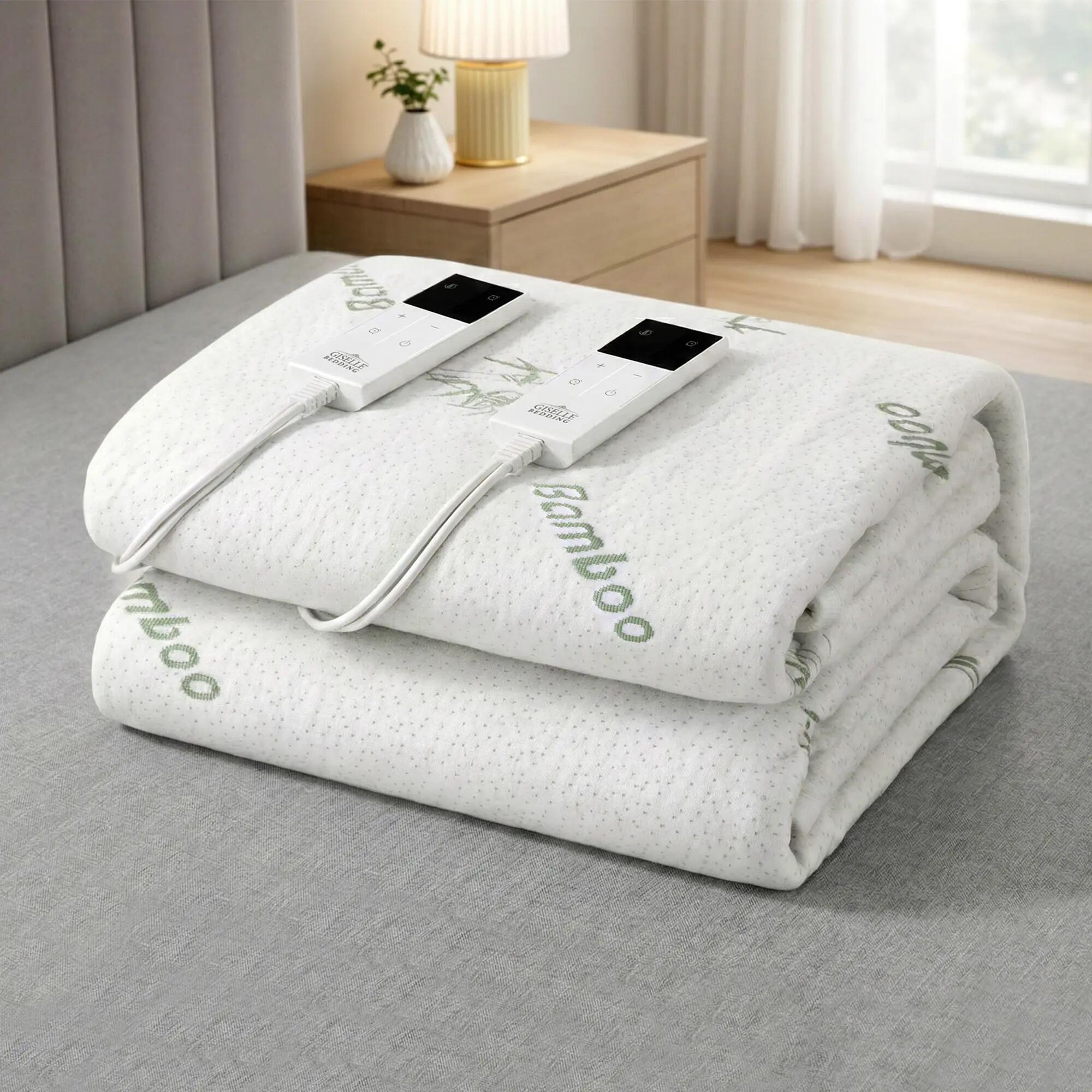 Giselle Electric Blanket Bamboo Fabric Double Fitted Heated Pad Underlay Washabl