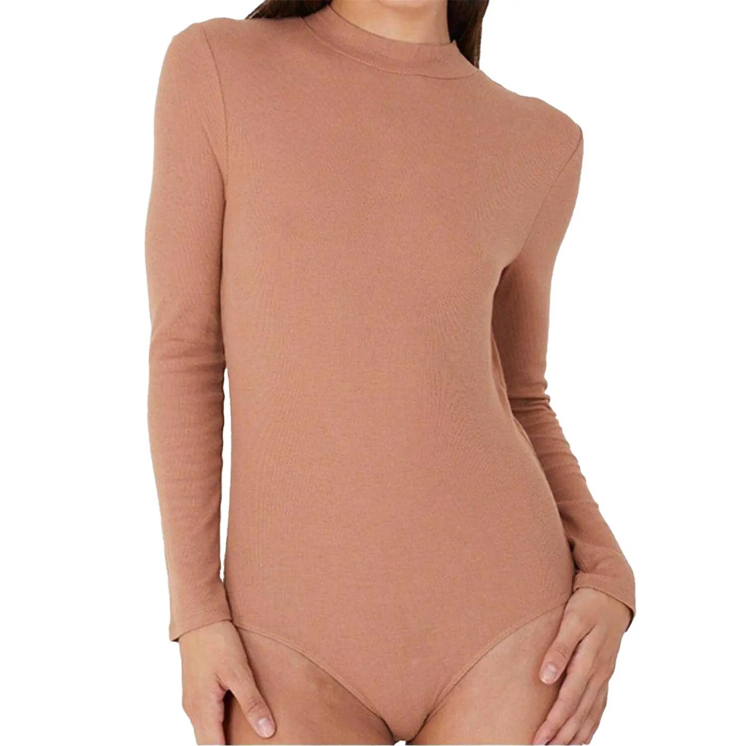 Brave Soul Womens/Ladies Ribbed High-Neck Long-Sleeved Bodysuit