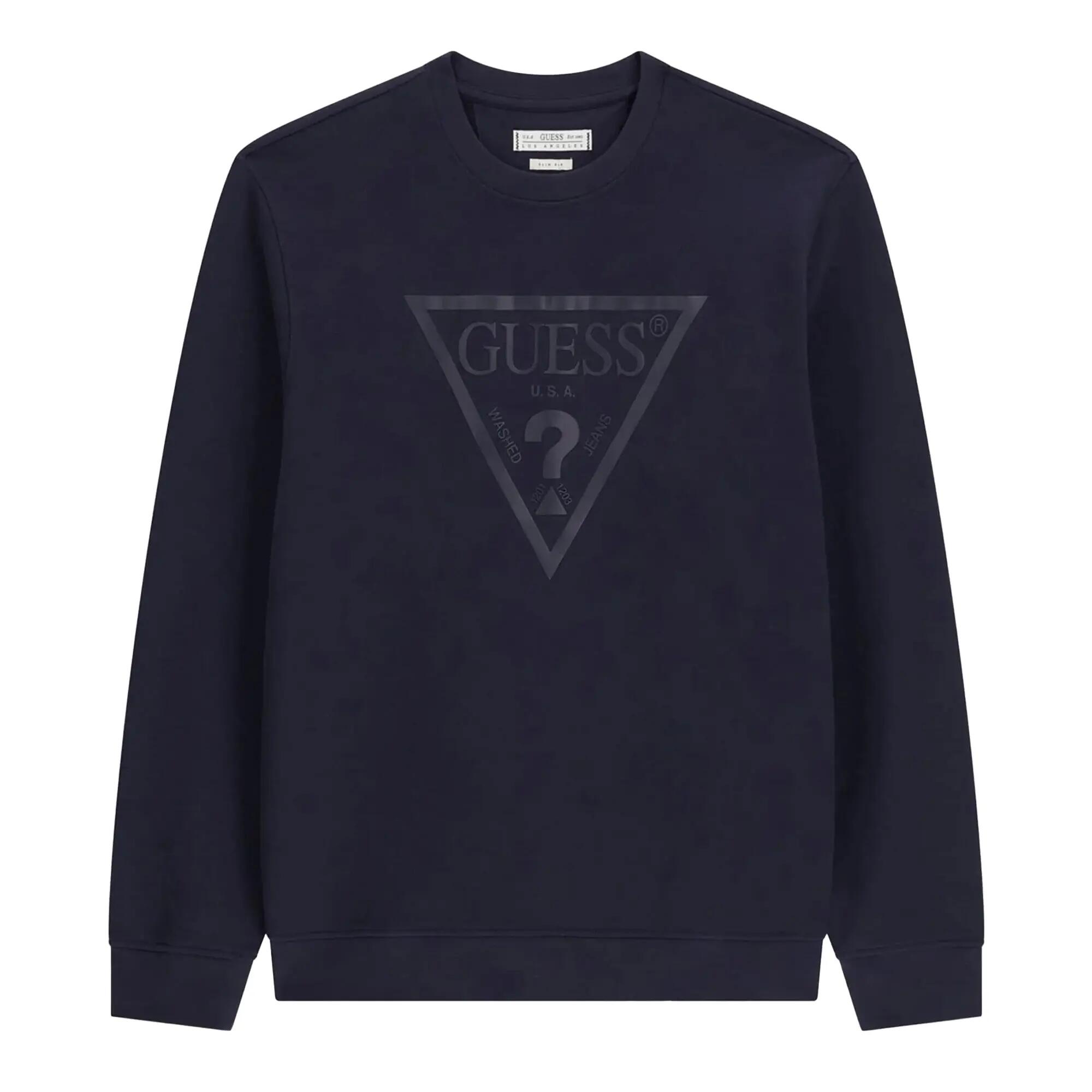 Guess Mens Embossed Crew Neck Slim Sweatshirt