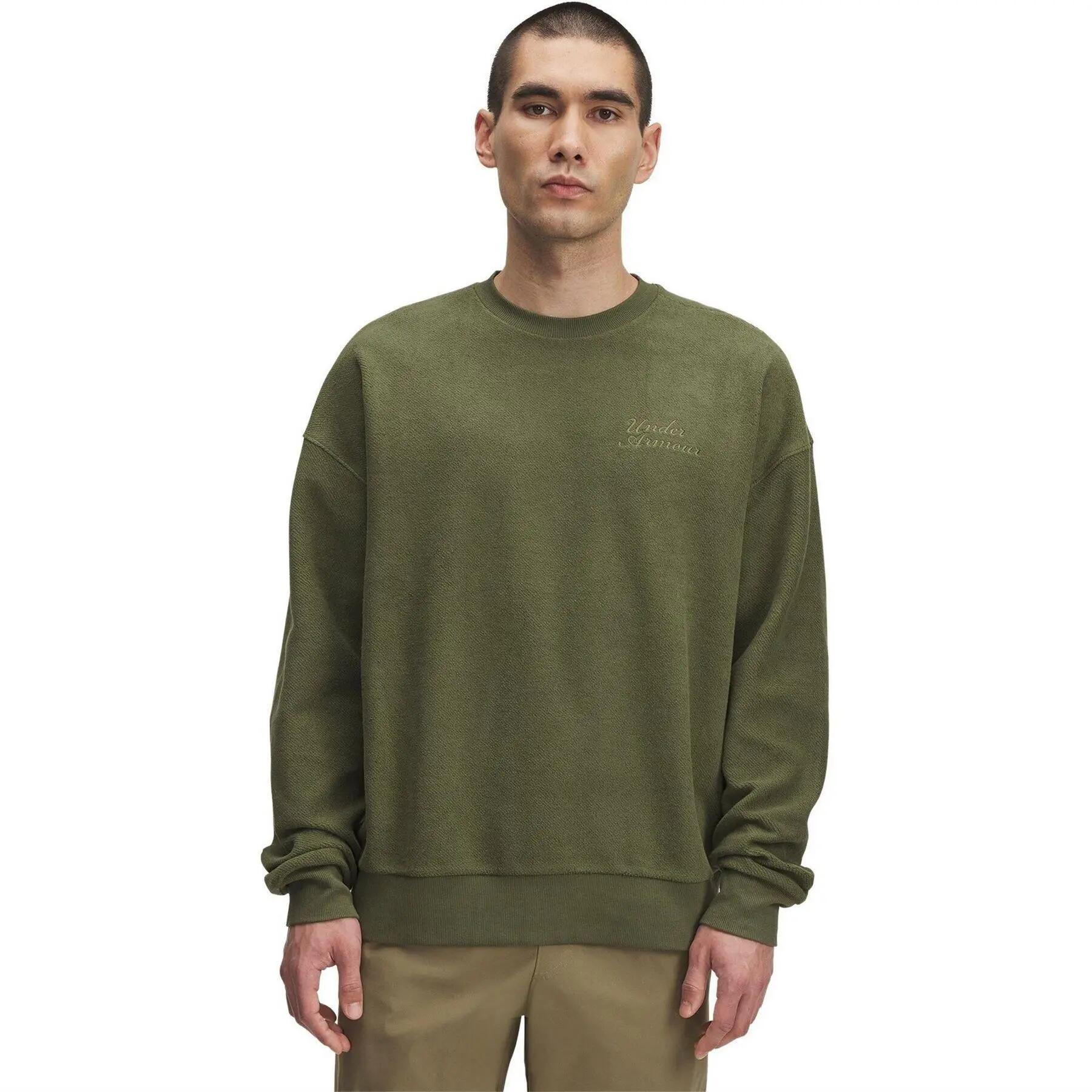 Under Armour Mens Lettering Terrycloth Drop Shoulder Sweatshirt