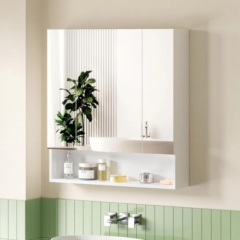Cefito Bathroom Mirror Cabinet Medicine Adjustable Shelves Wall Hung 700x750mm W