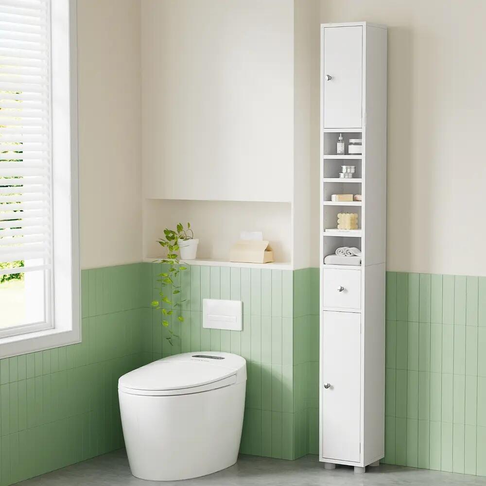Artiss Bathroom Storage Cabinet 180cm Tall Slim Floor Cupboard Toilet Narrow Lin