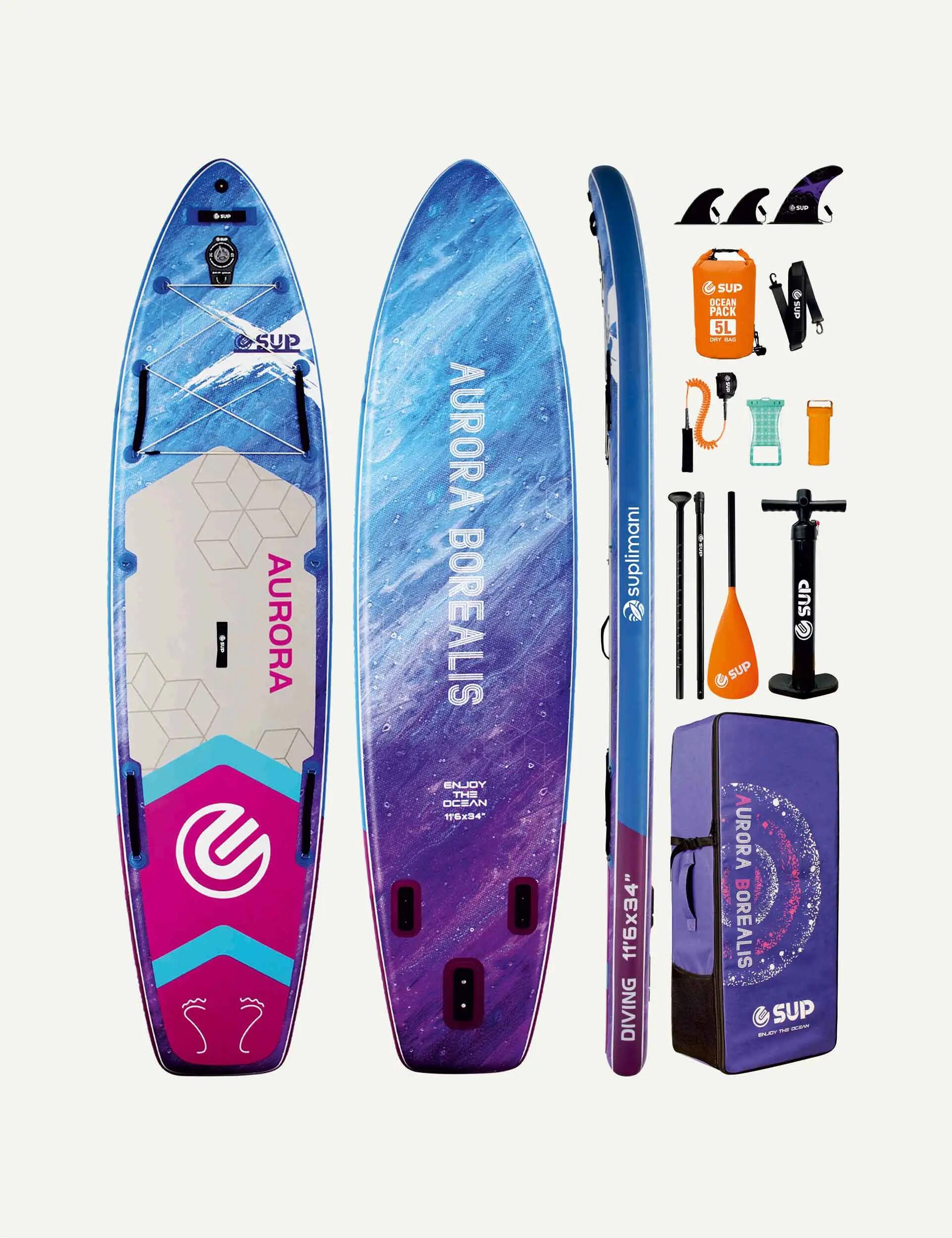 Supboard Paddle Board Şişme Sörf Tahtası Tam Set Sup Board Aurora Blue 350x86x15 1/2