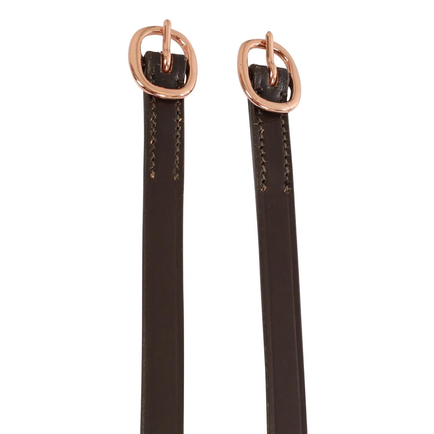 Lacciolini per speroni in cuoio e fibbia oro rosa 3/4