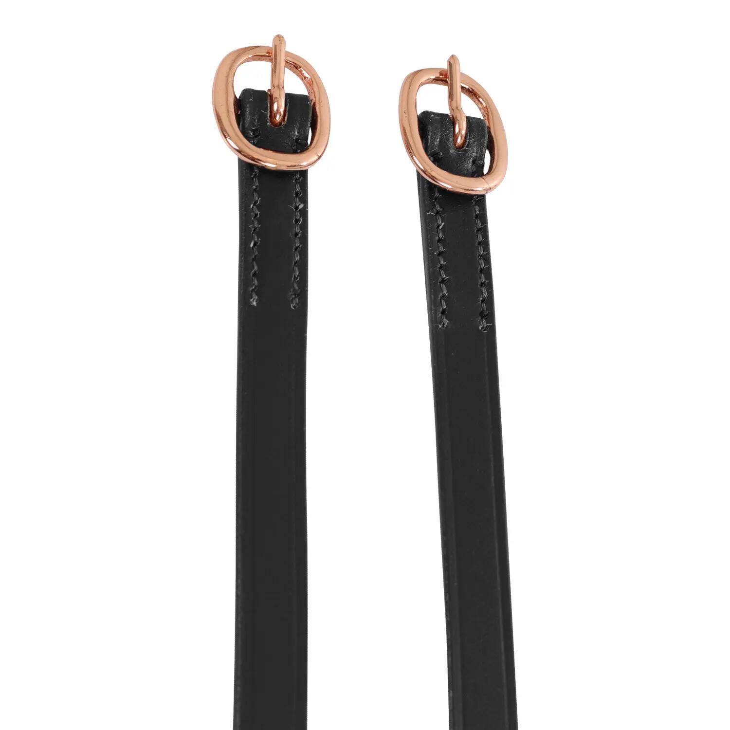 Lacciolini per speroni in cuoio e fibbia oro rosa 3/4