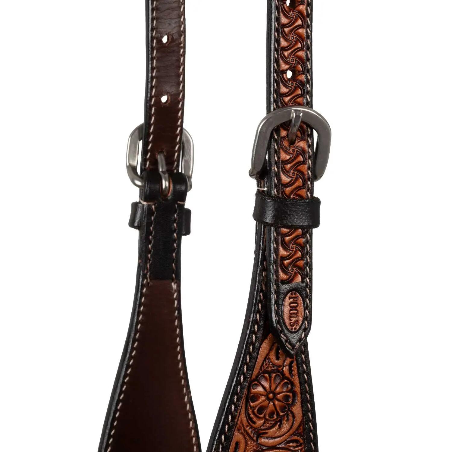 Testière western une oreille à décorations florales 3/4