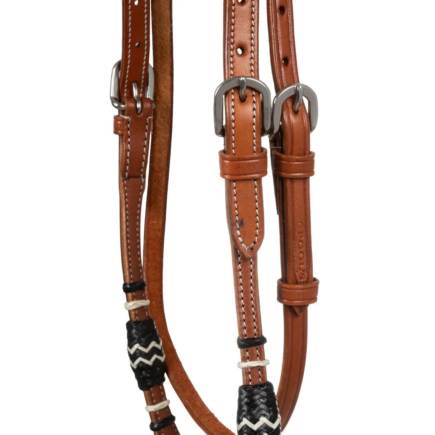 Ensemble bosal bicolore avec rênes en crin 3/5