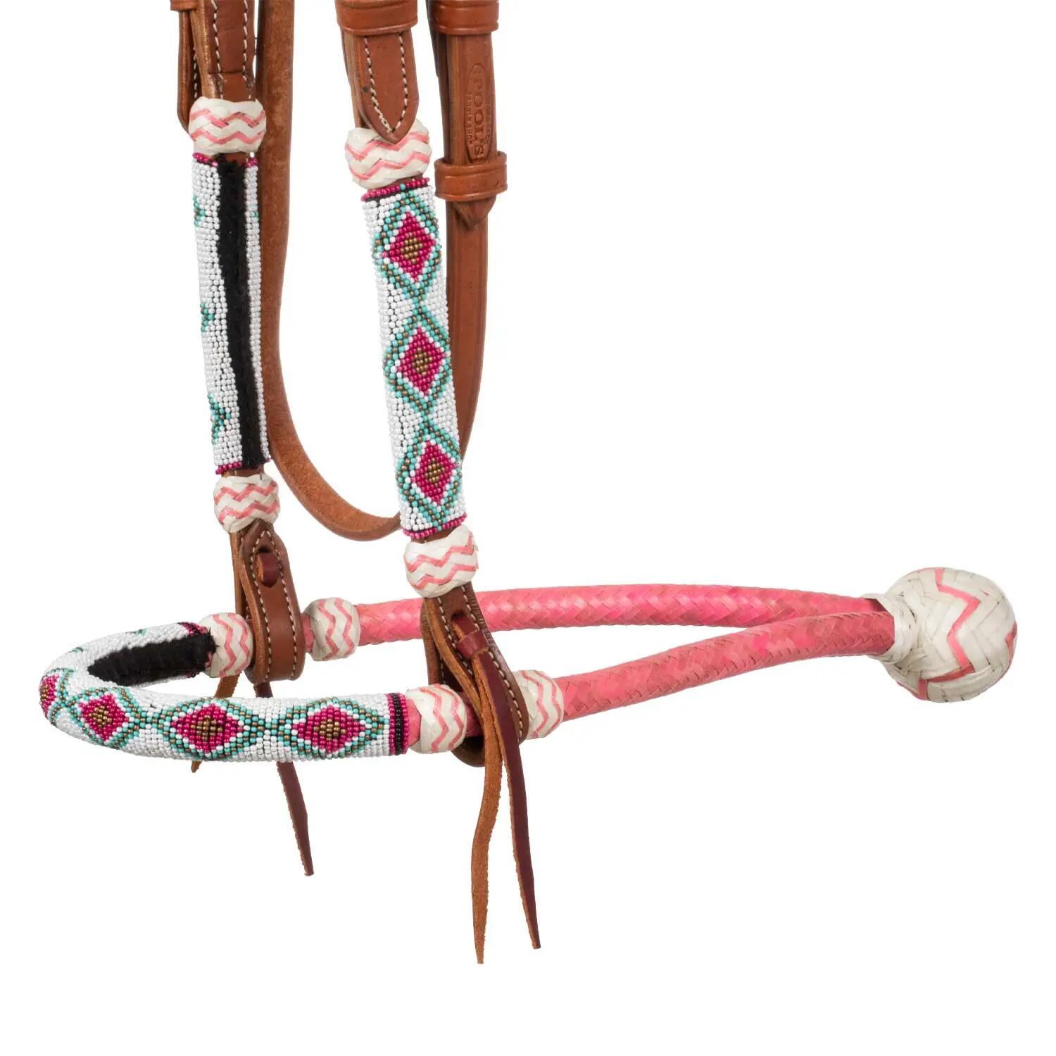 Bridon bosal avec perles et rênes mecate en coton 4/5
