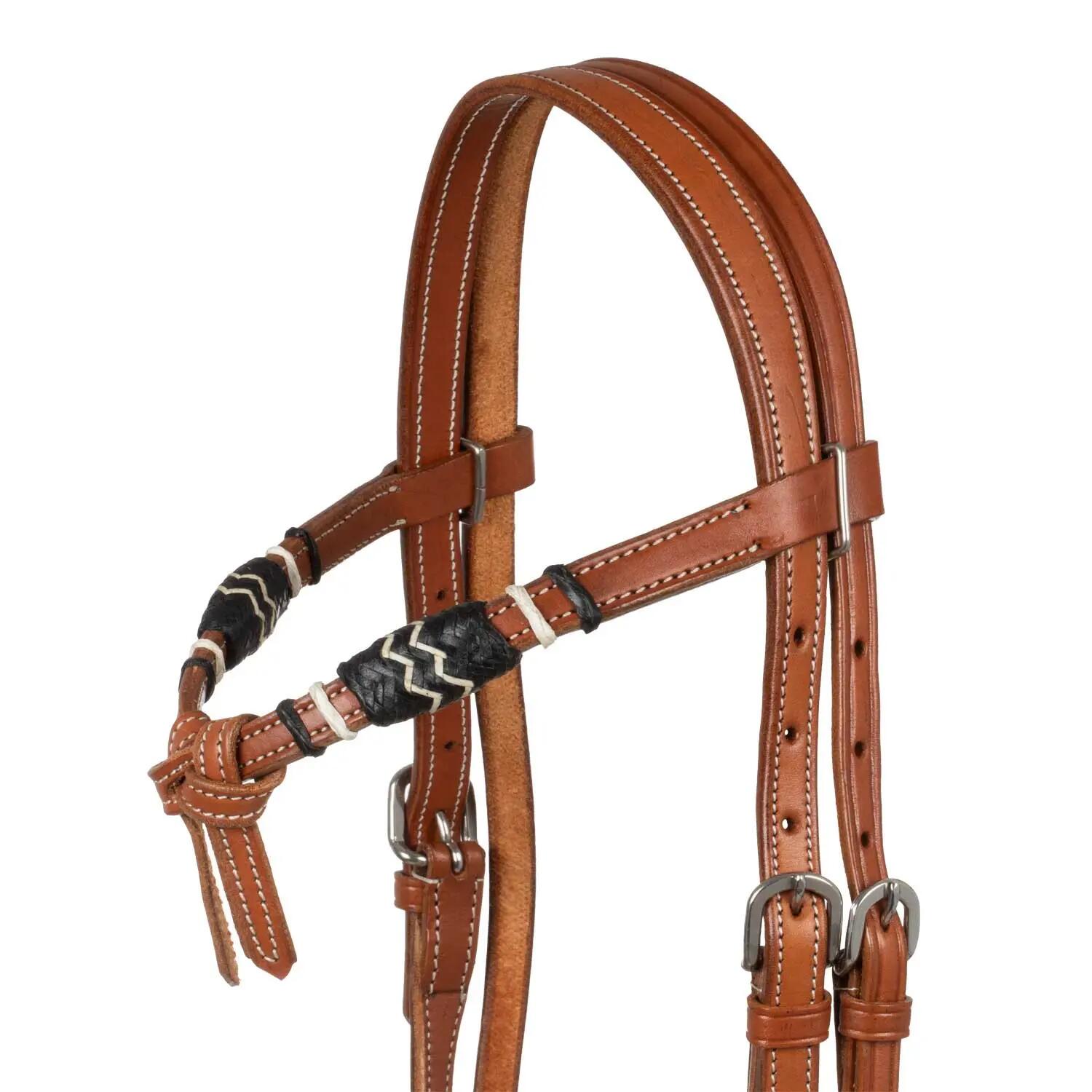 Ensemble bosal bicolore avec rênes en crin 2/5