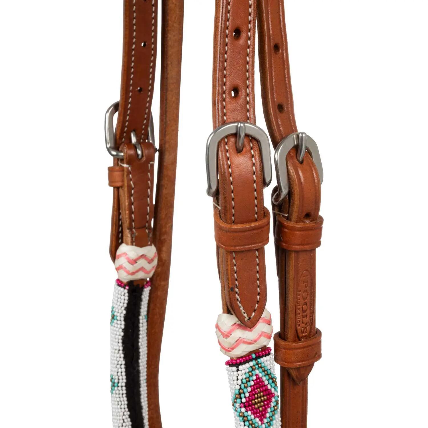 Bridon bosal avec perles et rênes mecate en coton 3/5