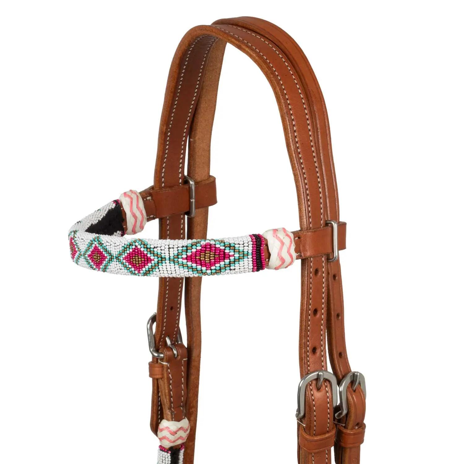 Bridon bosal avec perles et rênes mecate en coton 2/5