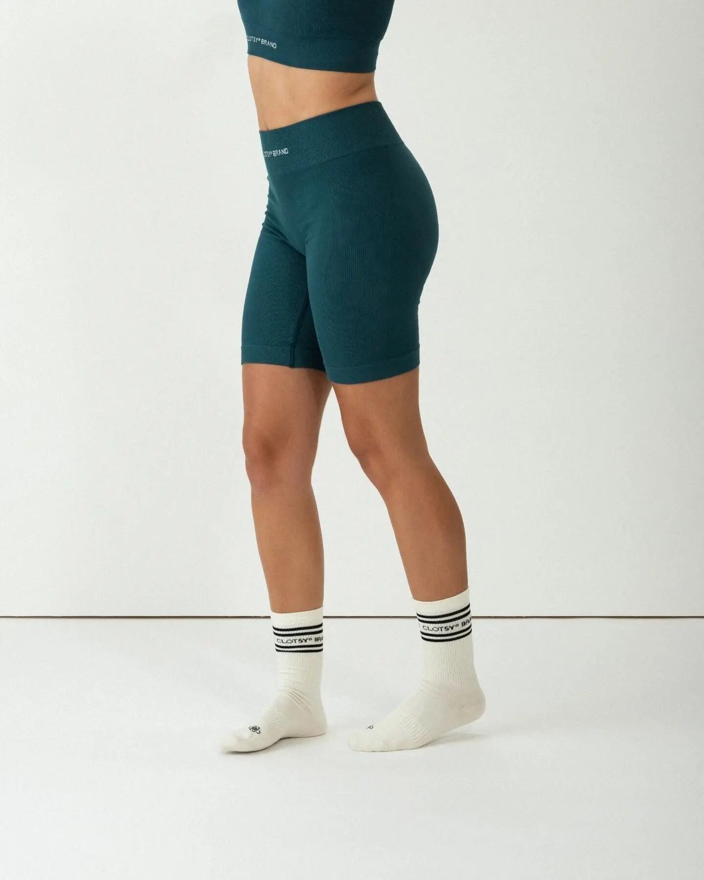 Biker - Running - Mujer - Sin costuras, Tejido reforzado, Efecto push up - Azul 9/10