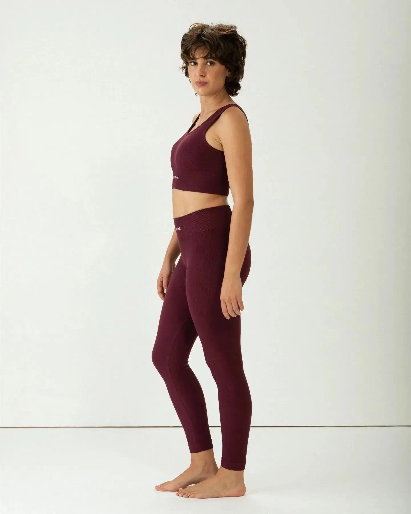 Legging - Deporte - Mujer - Sin costuras, push up - Burdeos 6/8
