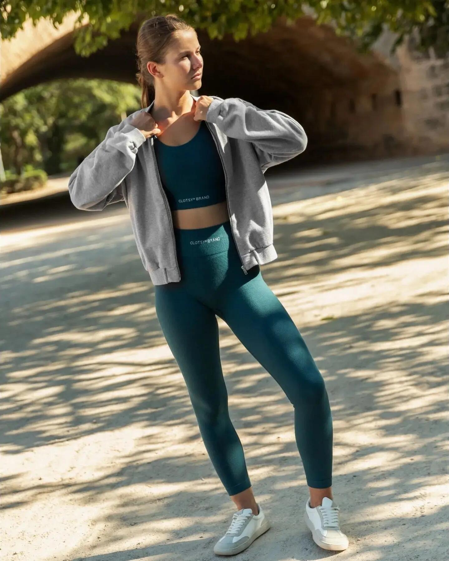 Legging - Deporte - Mujer - Sin costuras, push up - Azul 4/8