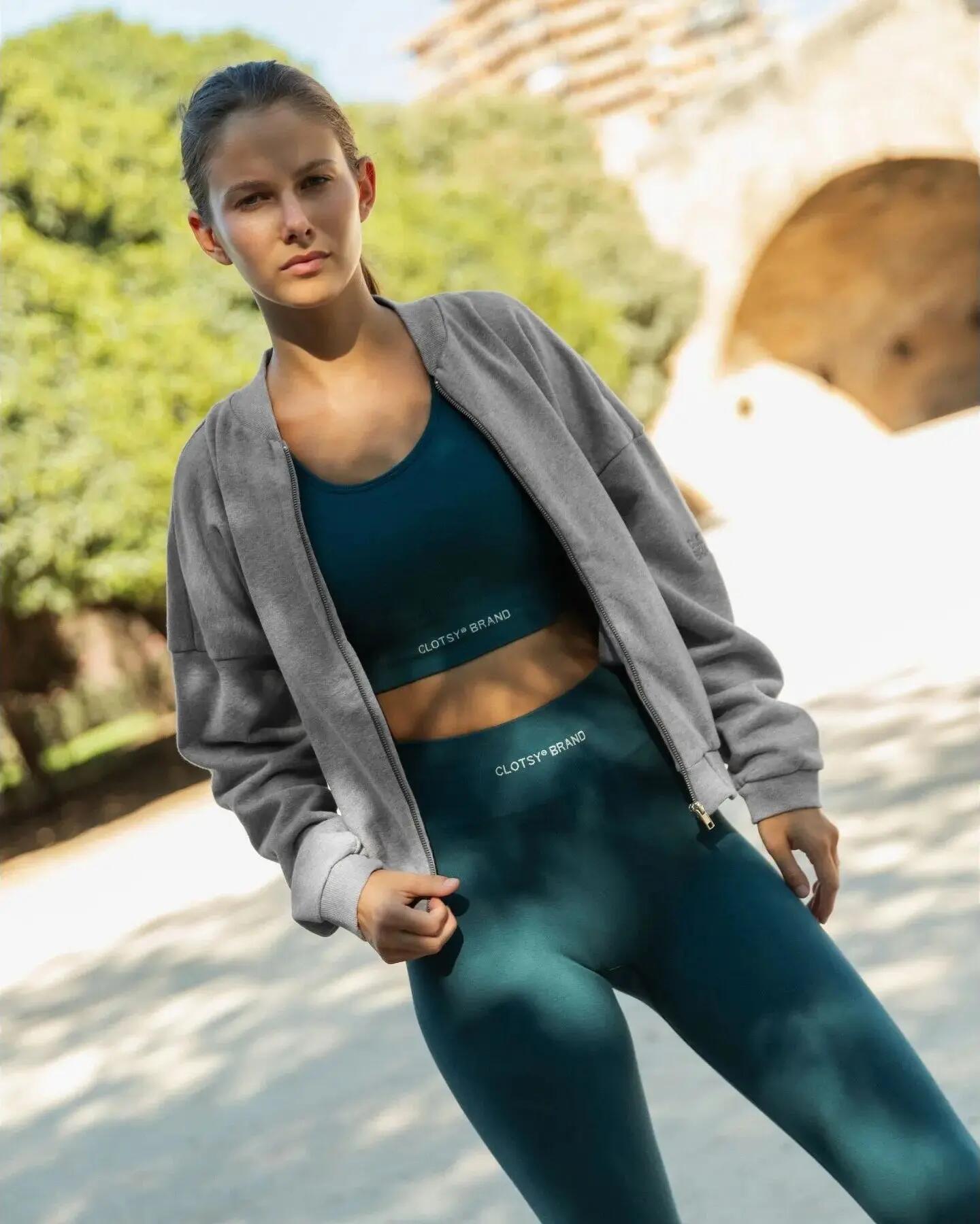 Legging - Deporte - Mujer - Sin costuras, push up - Azul 3/8