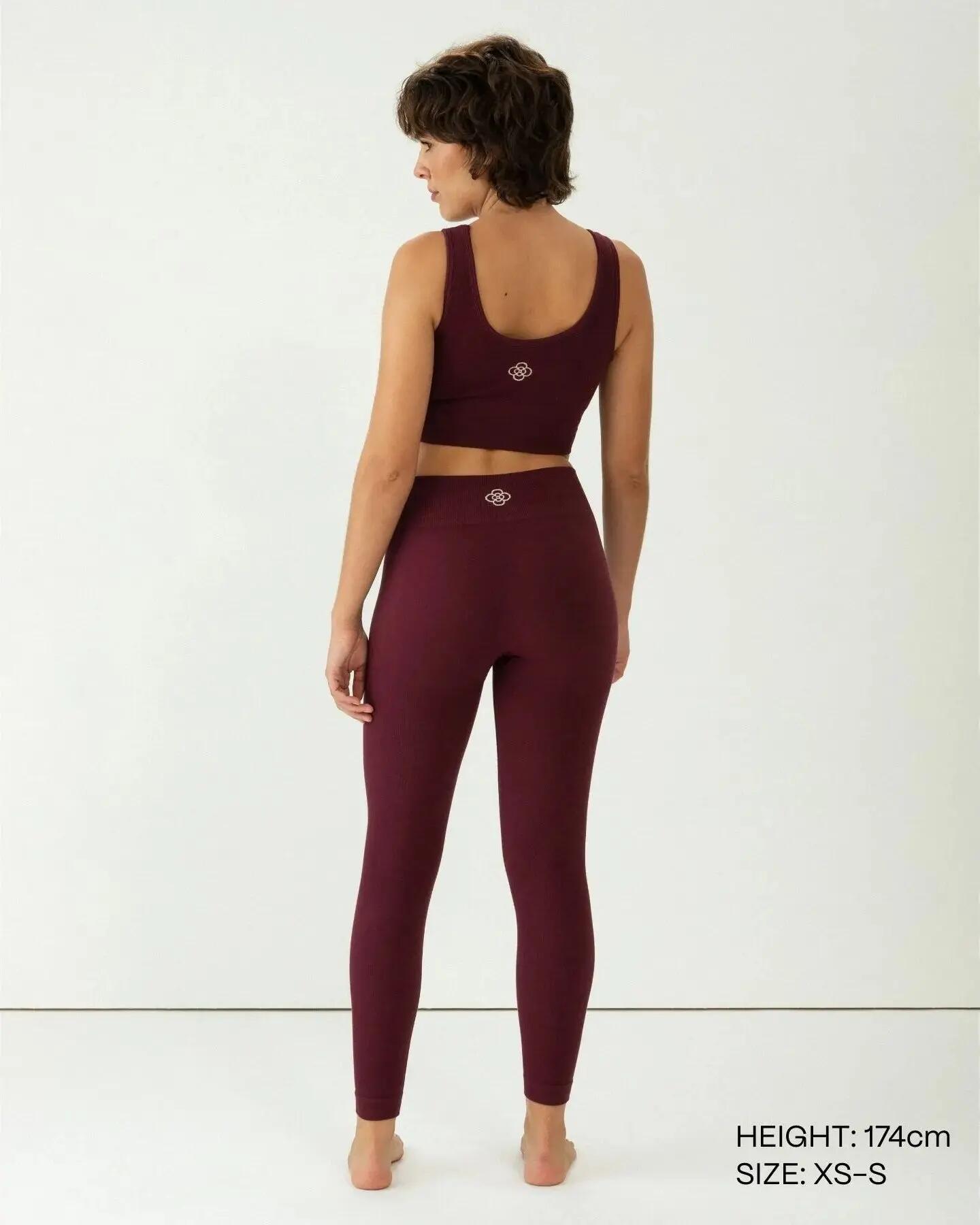 Legging - Deporte - Mujer - Sin costuras, push up - Burdeos 2/8