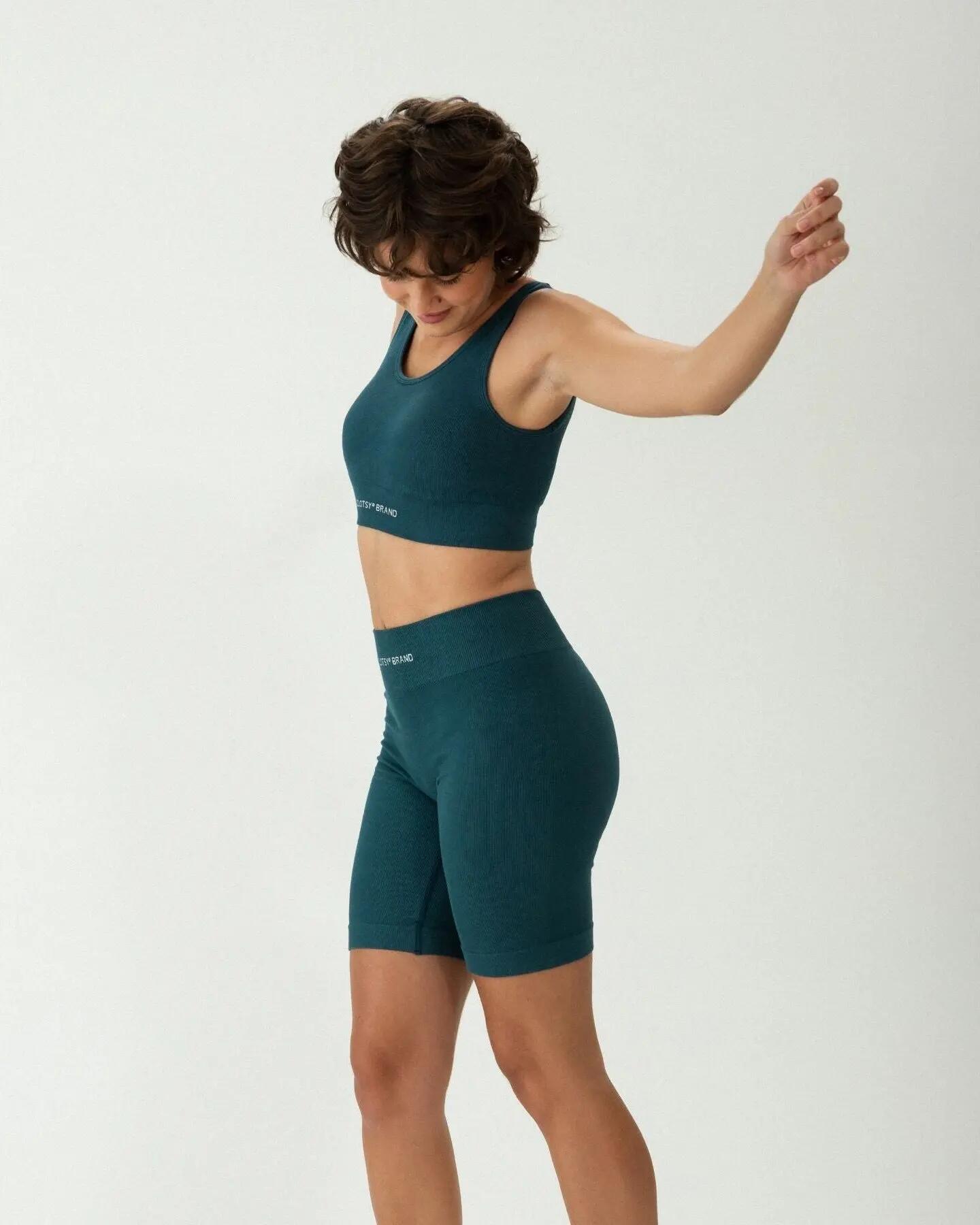 Biker - Running - Mujer - Sin costuras, Tejido reforzado, Efecto push up - Azul 2/10