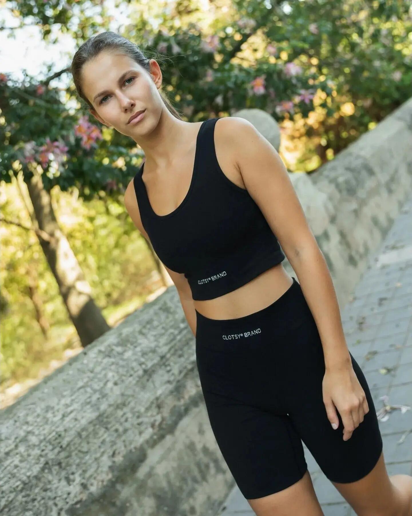 Top - Yoga - Mujer - Tirantes anchos, sin costuras - Negro 6/10