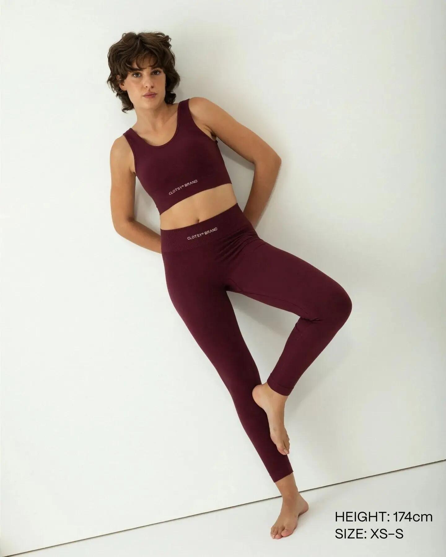 Top - Yoga - Mujer - Tirantes anchos, sin costuras - Burdeos 2/10