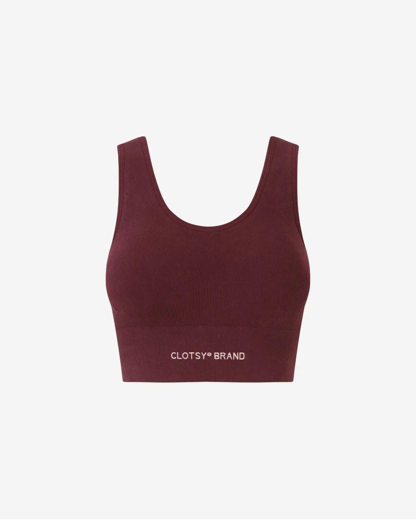 Top - Yoga - Mujer - Tirantes anchos, sin costuras - Burdeos 10/10