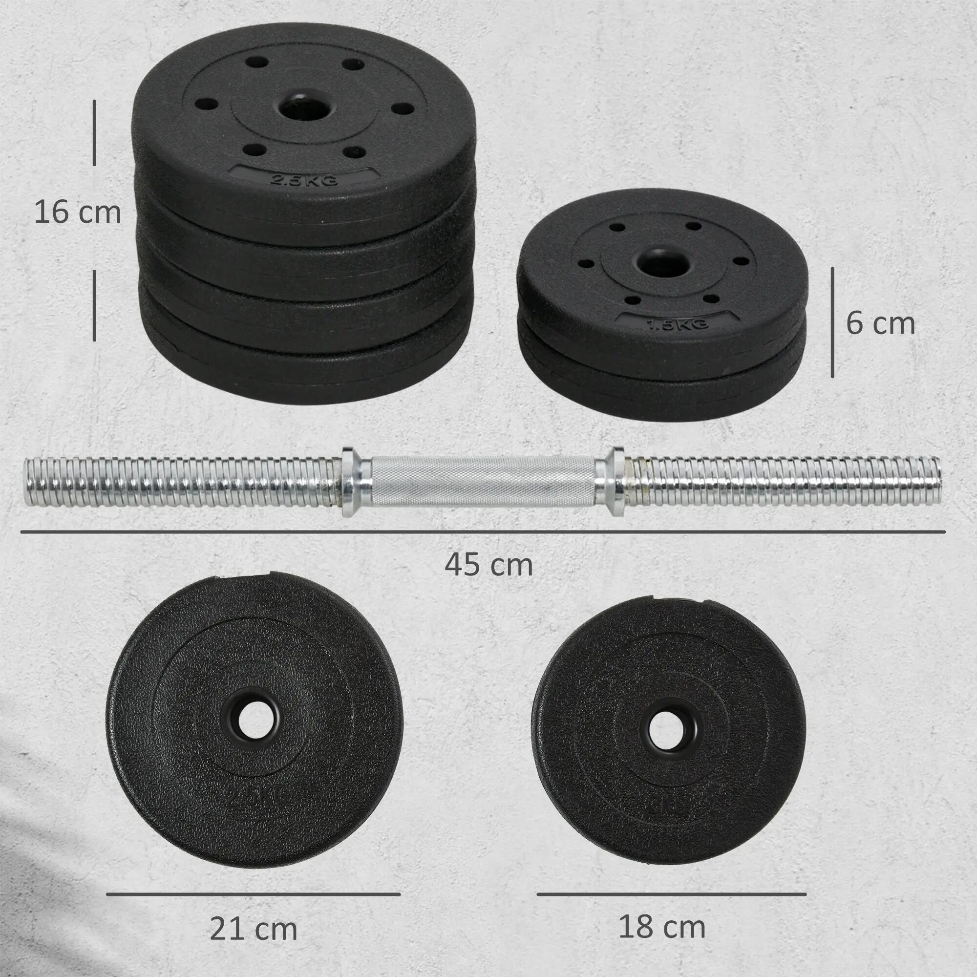 Juego de Mancuernas HOMCOM 43x18x7.5 cm Negro 3/8