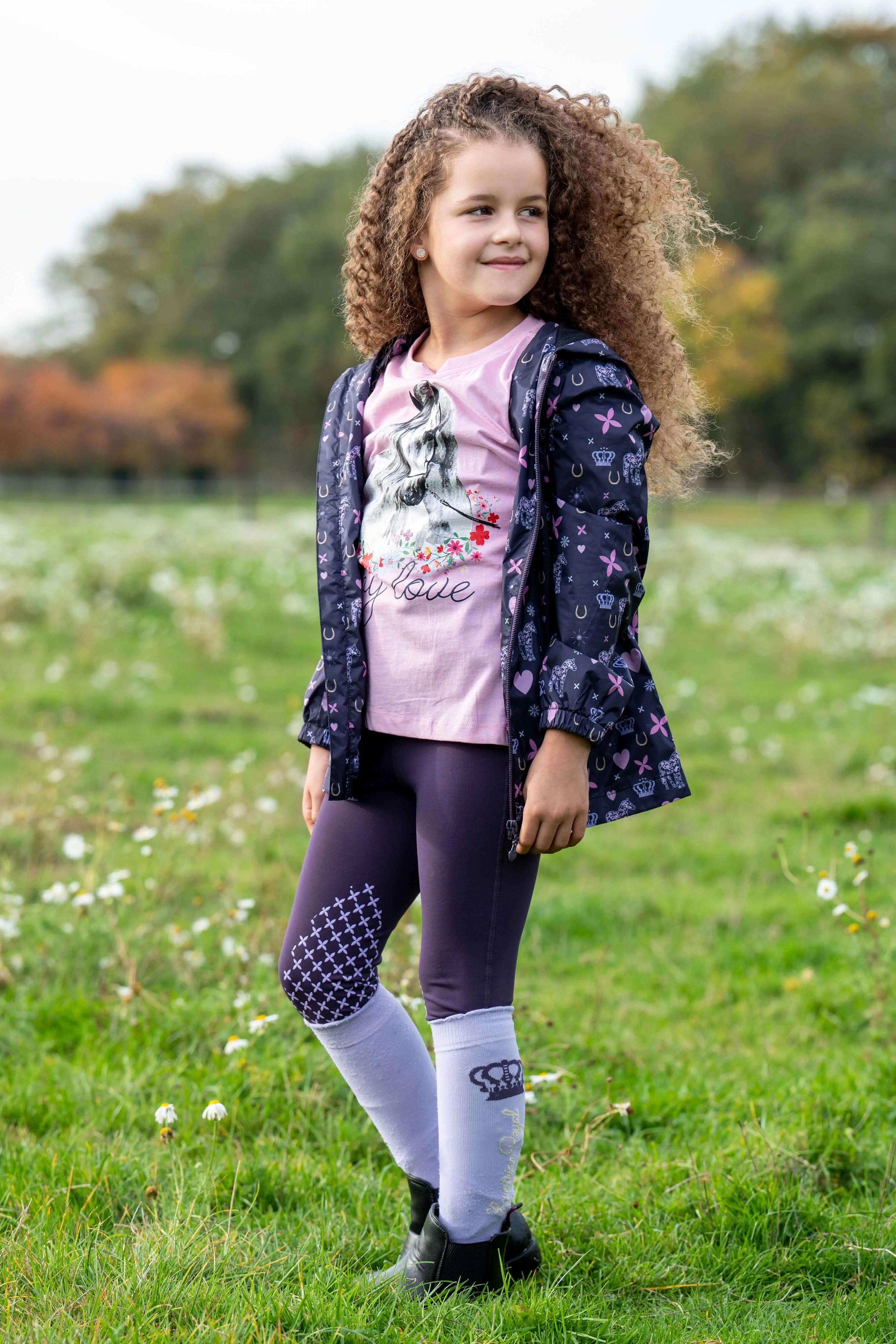 Kinder Reitleggings Lola in Dunkellila 4/6