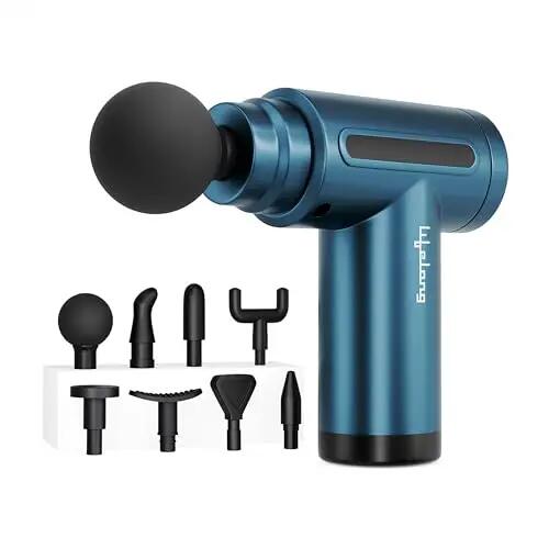 Gun Massager for Pain Relief � 8 Massage Heads, 6 Speed Modes, Rechargeable, Quiet 20W Motor, Lightweight & Portable Deep Tissue Massager -  1