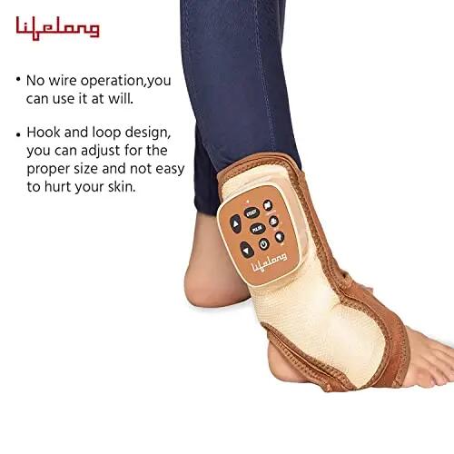 Ankle Massager Vibration Air Pressure Heat Pain Relief Brown -  5